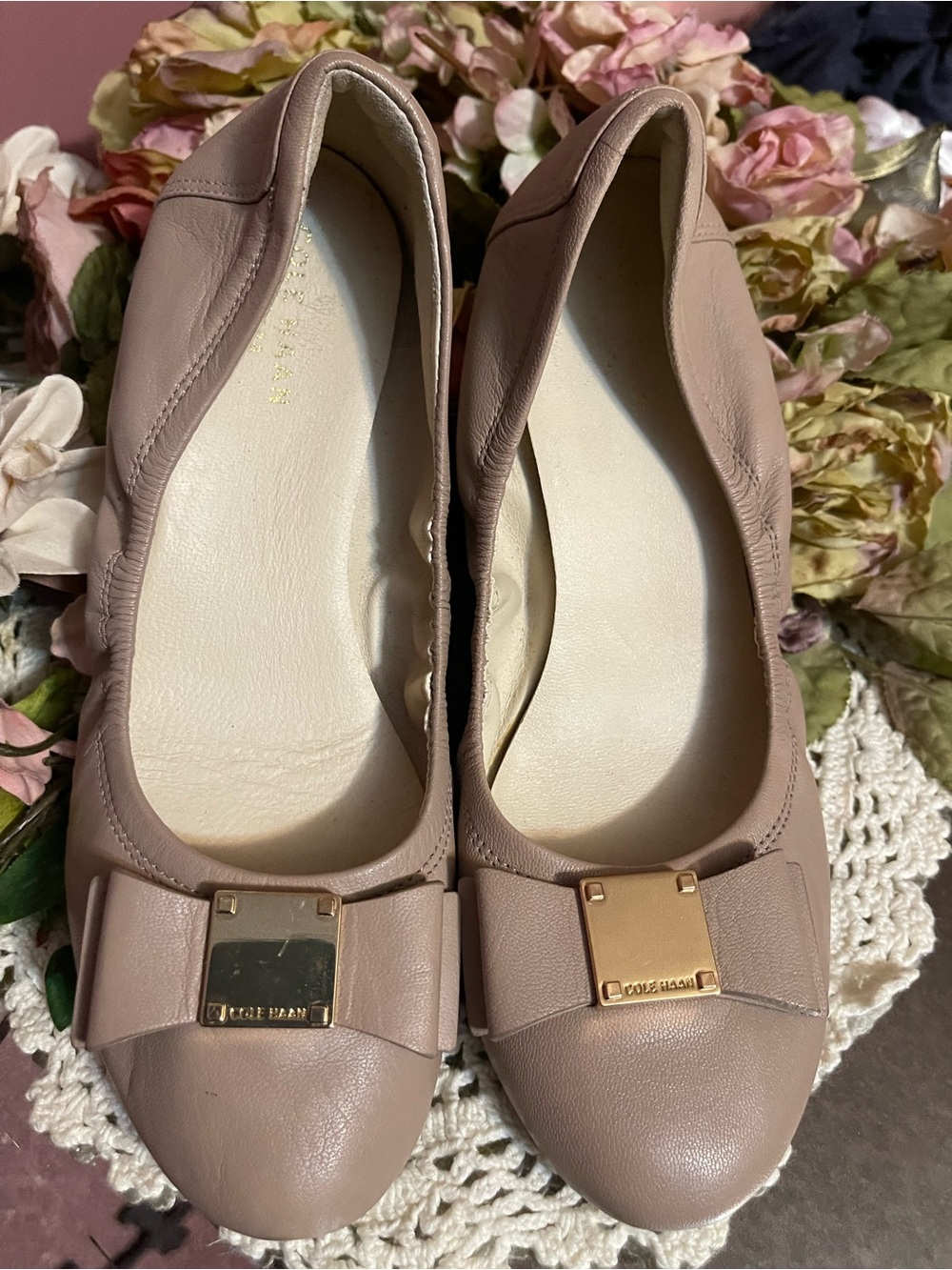 Cole Haan Women's Bow-Accent Ballet Flats in Blush Taupe